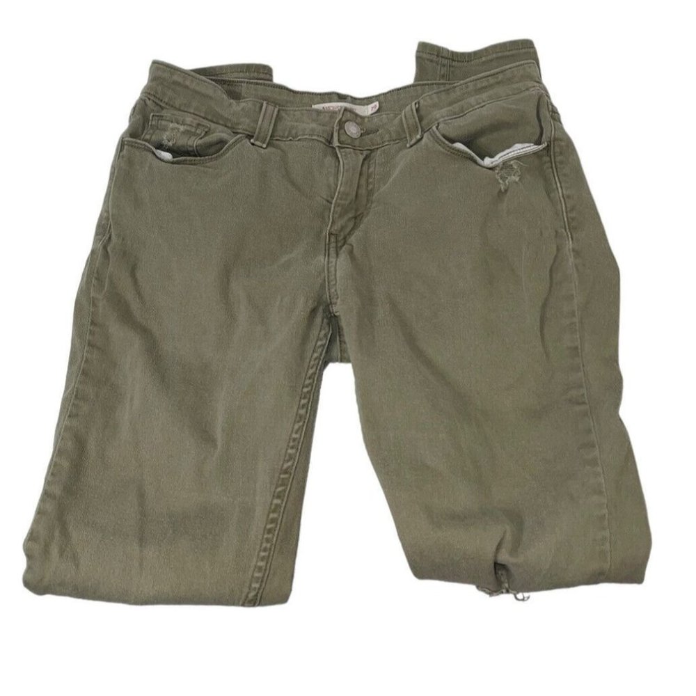 Womens Levis Jeans 29 Skinny Olive Green Distressed 535 Super Skinny